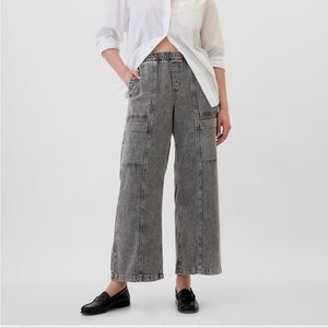 Gray Wide-Leg Women Pull-On Jeans